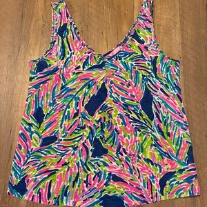 Lilly Pulitzer Gigi Double V-neck  Tank Top in “Palm Reader”Print